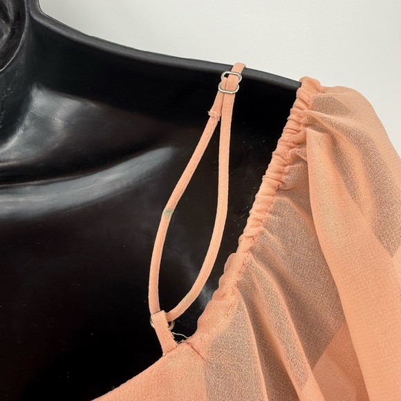 Anthropologie Delfi Collective Madeira Tiered Midi Dress Peach/Pink/Red | Small - Picture 8 of 9